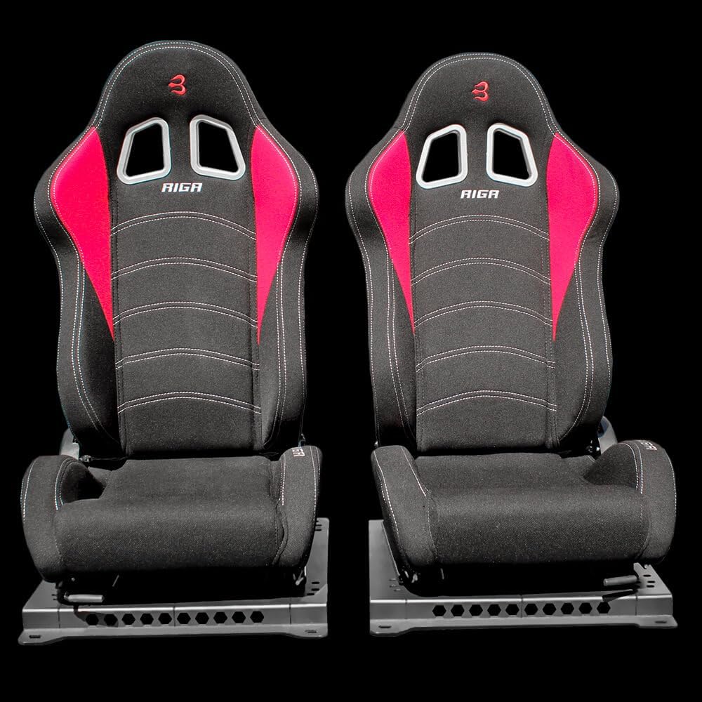 Set of Barbarian Reclining Bucket RIGA Racing Seats for 3-Series E46 (all models) BMW, Black Felt, Track, Race, Drift