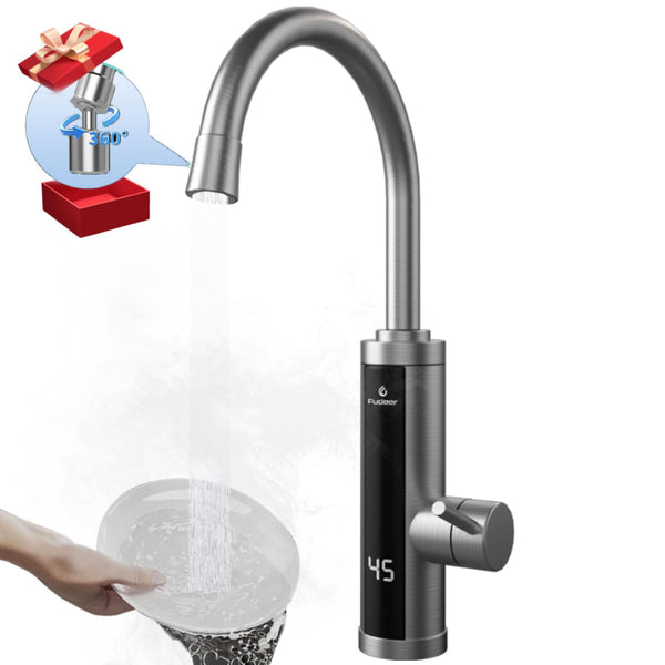 Electric Hot Water Tap for Bathroom, Instant Hot Water Heated Tap for Kitchen, Stainless Steel Water Heater Tap Supply Hot and Cold Water Faucet with Digital Display (Mechanical Spout)