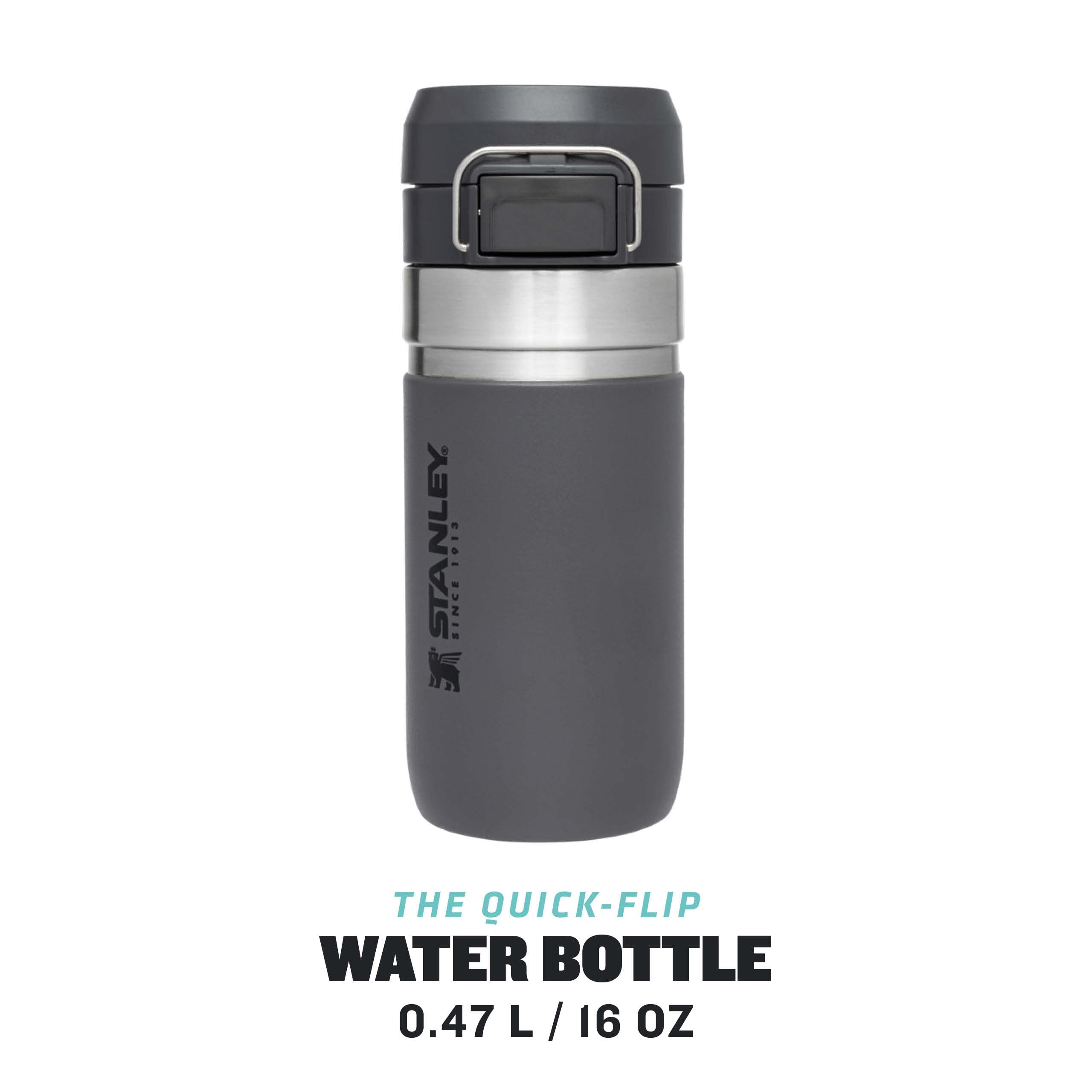 STANLEY Quick Flip Stainless Steel Water Bottle 0.47L - Keeps Cold For 7 Hours - Leakproof - BPA-Free Thermal Flask - Dishwasher Safe - Cup Holder Compatible