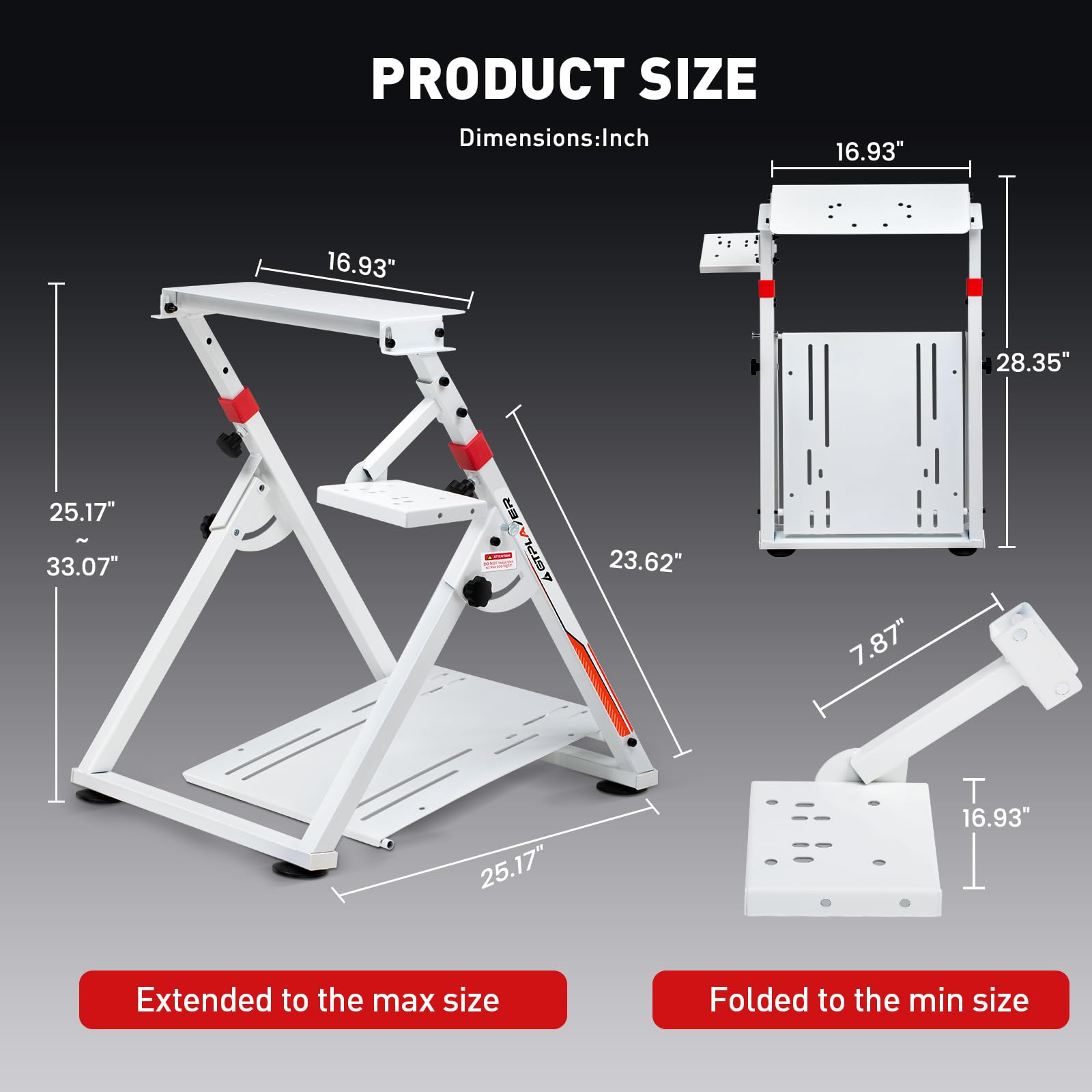 GTPLAYER Steering Wheel Stand for G25 G27 G29 G920 Foldable Racing Gaming Wheel Stand with Adjustable Height/Angle, Driving Simulator