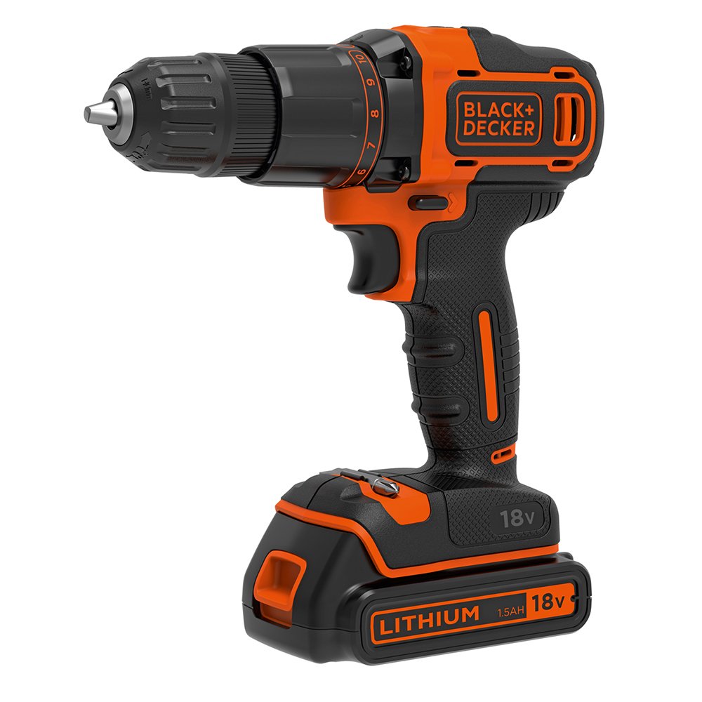 BLACK+DECKER 18V Hammer Drill with Battery, Charger, and Kitbox, BCD700S1K-GB