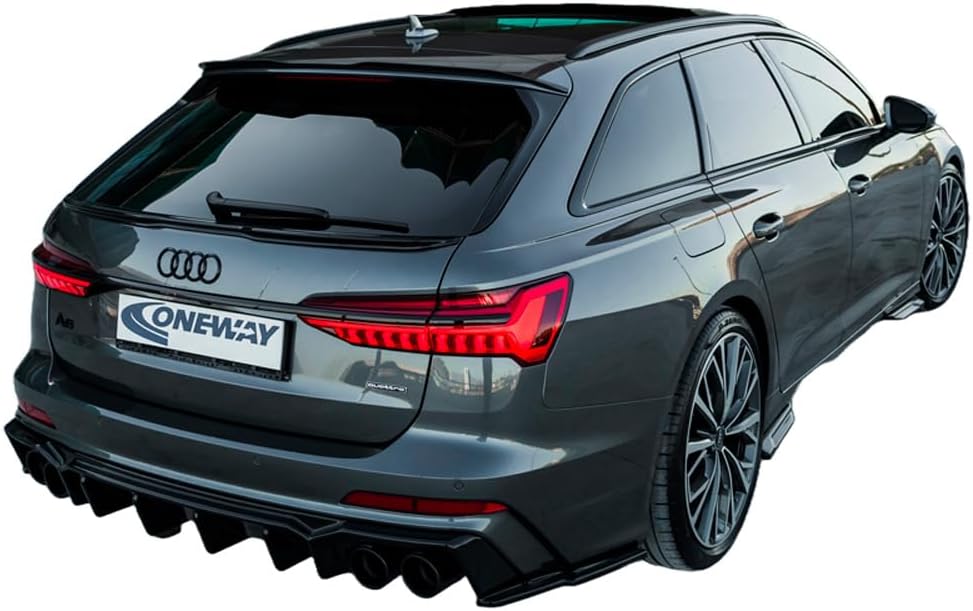 Oneway Rear Diffuser compatible with Audi A6 S-Line/S6 C8 (Sedan/Avant) 2018- - Gloss black