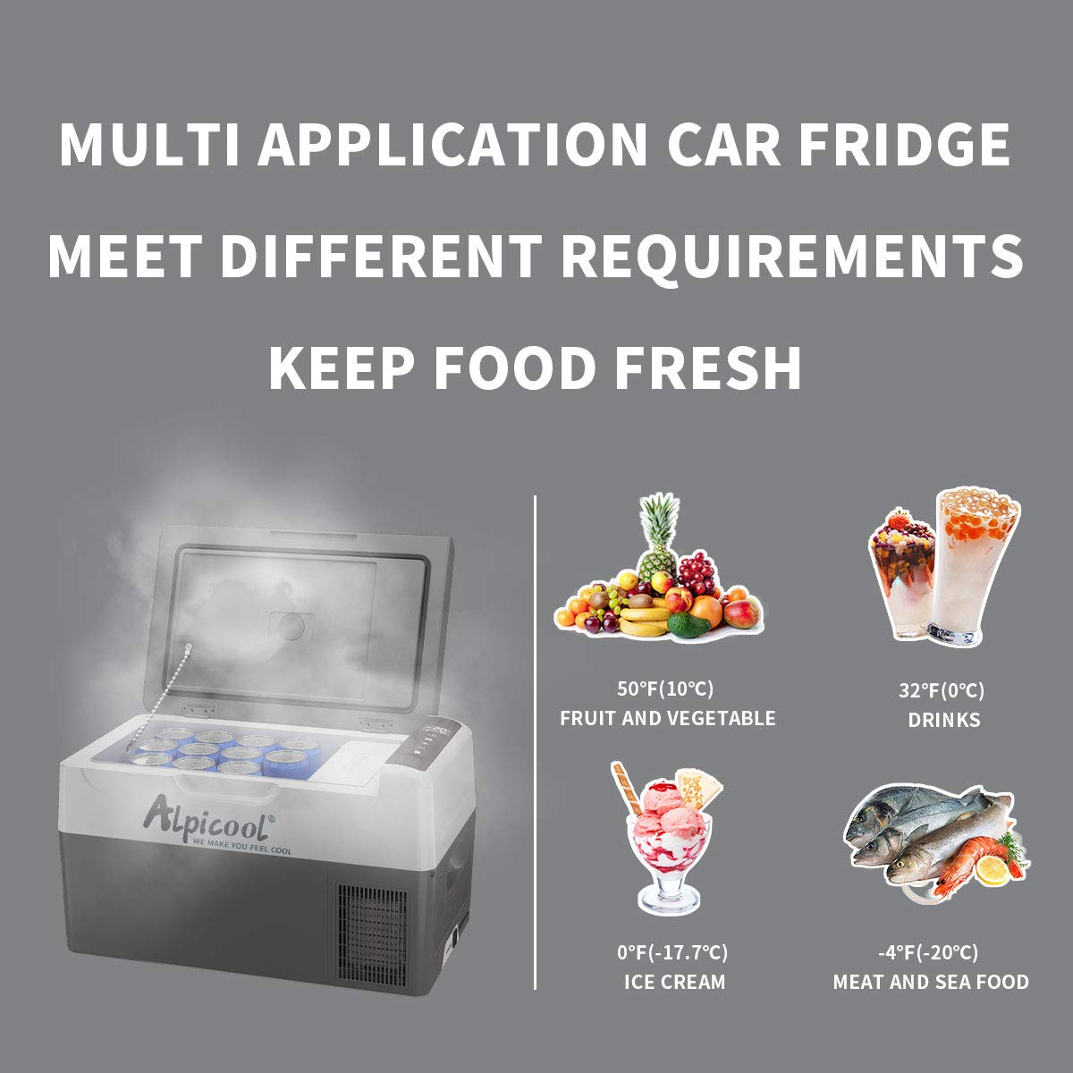 Alpicool G22 22L Compressor Car Fridge Freezer, DC 12v Camping Refrigerator, Portable Mini Cool Box for TruckCampervanRVBoat, -20℃ to 20℃