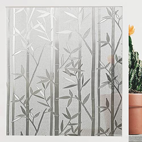 Finnez Window Film Privacy?Frosted Static Self Adhesive Glass Films, Decorative Films for Living Room Bedroom Offfice, 90 x 400 CM - Bamboo