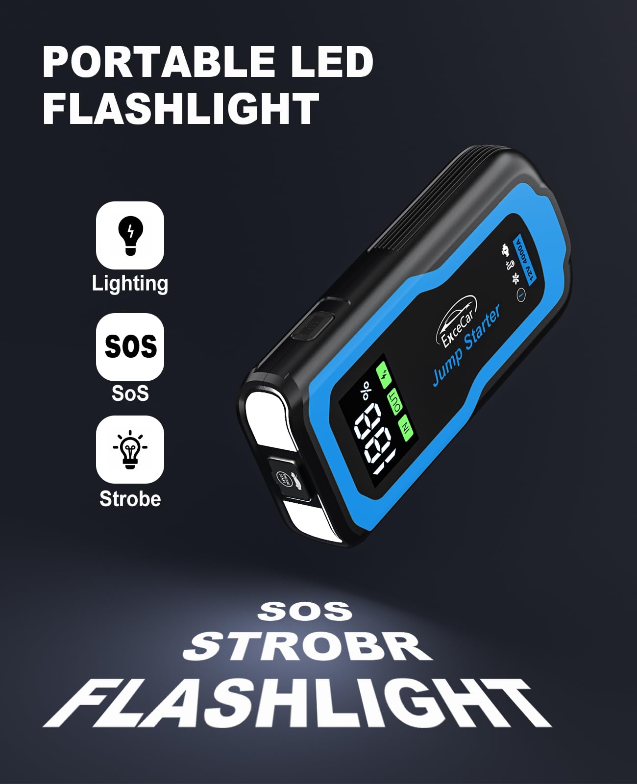 lifBetter 3500A Portable Jump Starter Power Pack, 12V Car Battery Booster Jump Starter Power Pack(Up to 10.0L Petrol and 6.5L Diesel Engines) with LCD Screen, 3 modes LED Flashlight (3500A)