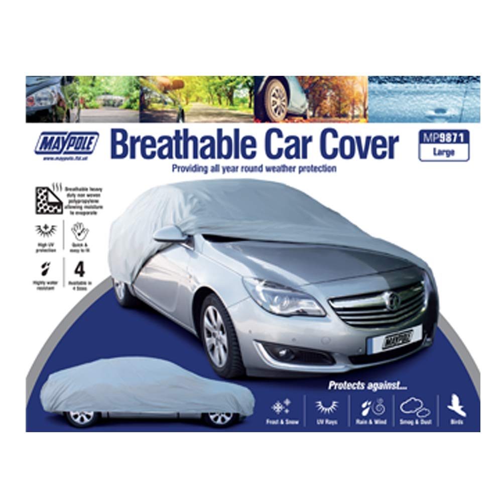 Maypole Breathable Full Cover for Large Cars Water Resistant, Grey