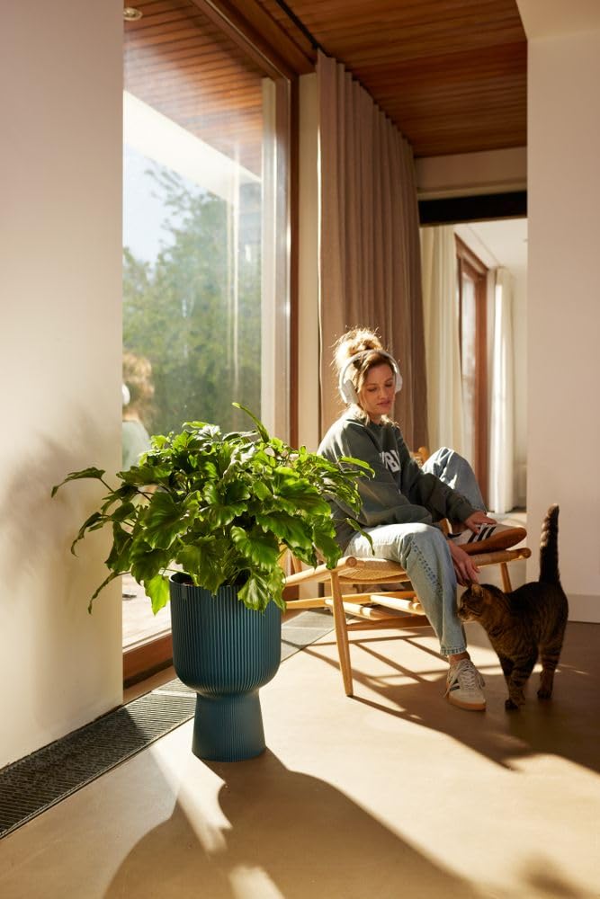 elho Vibes Fold Coupe 30 - Indoor Plant Pot - 100% Recycled Plastic - ? 29.5 x H 44.7 cm - Blue/Deep Blue