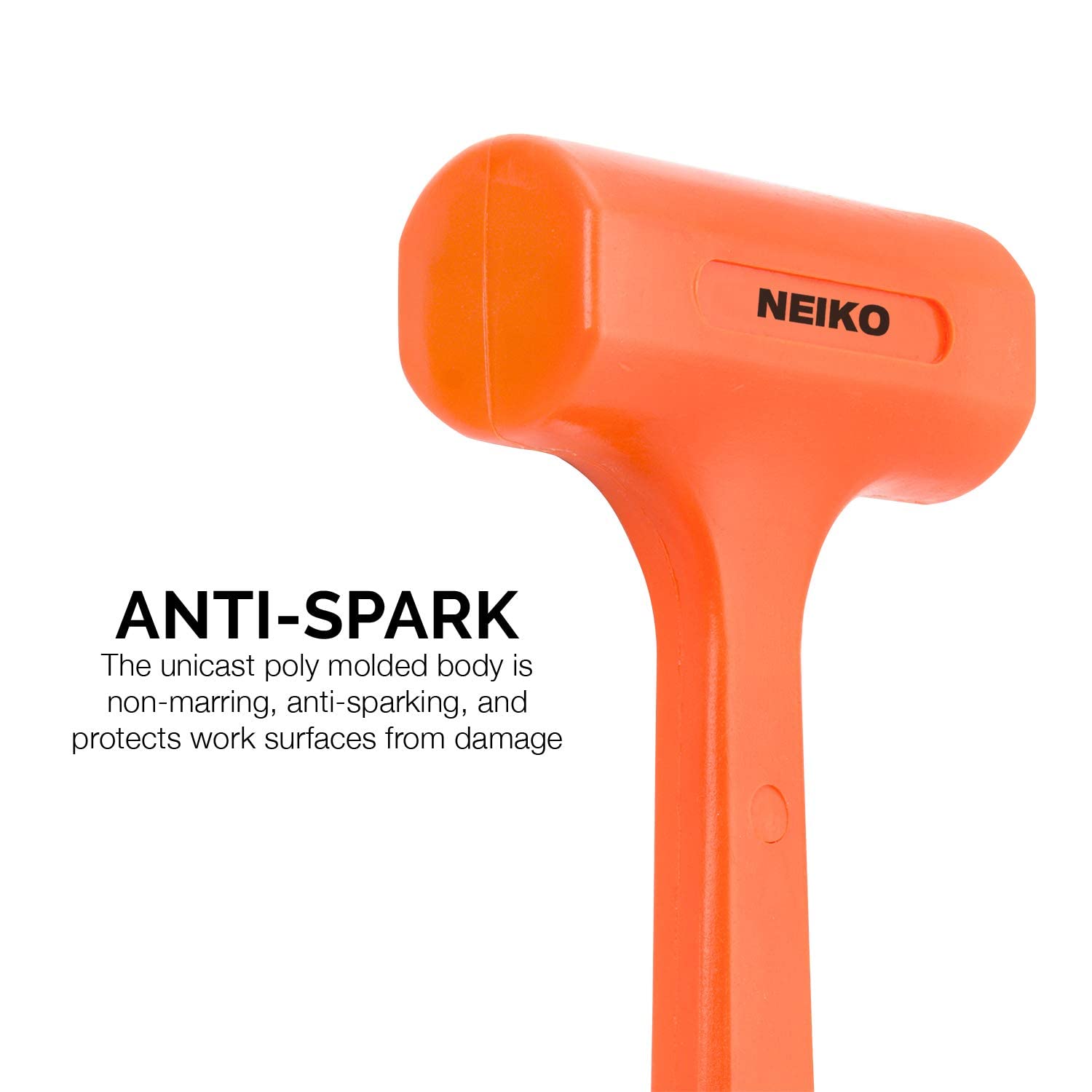 Neiko 02847A 2 LB Dead Blow Hammer, Neon Orange I Unibody Molded | Checkered Grip | Spark and Rebound Resistant