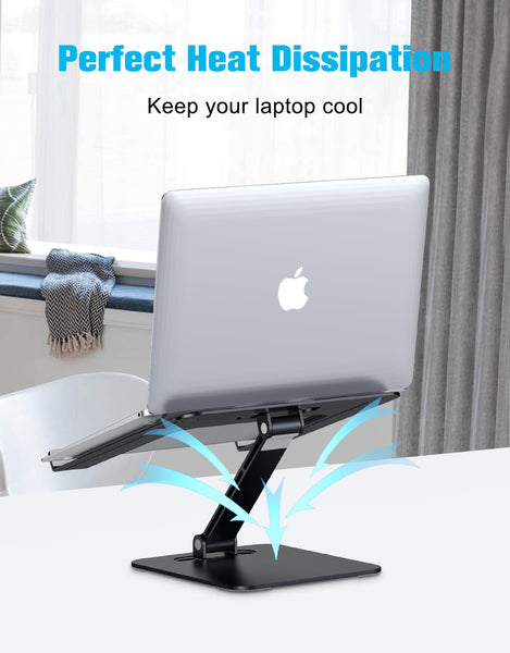 Laptop Stand Lap Desk, Ergonomic Foldable Computer Stand with Adjustable Height, Ventilated Aluminium Alloy Riser Compatible with MacBook Air, Pro, All 10-16" Laptops (Silver)