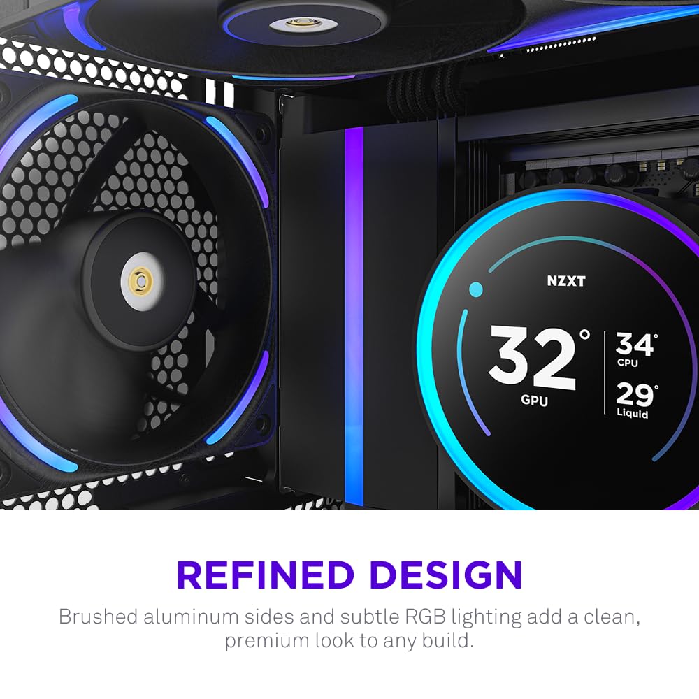 NZXT F420 RGB Core - 420mm Single-Frame Fan Unit with 3 x 140mm RGB Fans - Speed & Lighting Control - High Static Pressure & Airflow - Fluid Dynamic Bearings - 8 aRGB LEDs Per Fan - White
