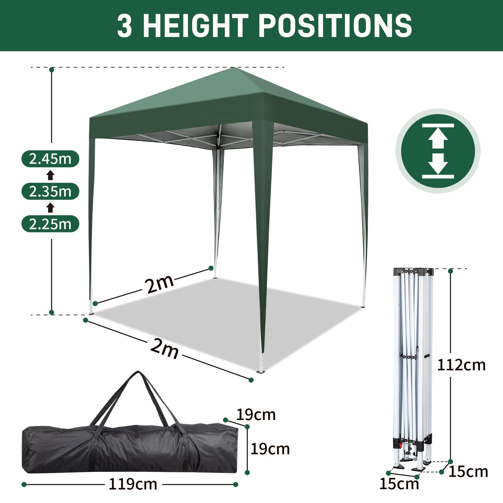 Outopee 3m x 3m Ez Pop Up Canopy Tent with 4 SideWalls, Outdoor Gazebo Portable Instant Canopy for Commercial Events, Party, Backyard BBQ, Camping, Blue