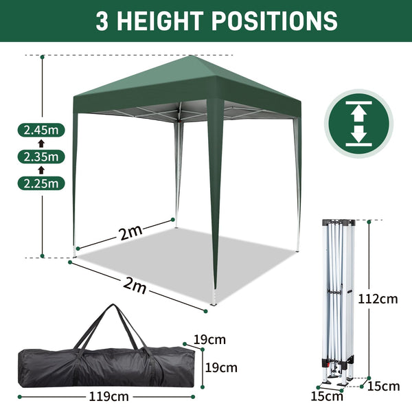 Outopee 3m x 3m Ez Pop Up Canopy Tent with 4 SideWalls, Outdoor Gazebo Portable Instant Canopy for Commercial Events, Party, Backyard BBQ, Camping, Blue