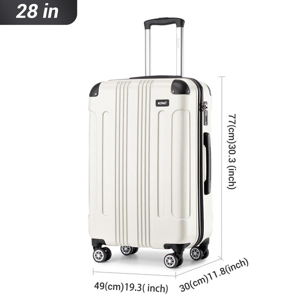 Kono 28 Inch Large Hard Shell Luggage Lightweight ABS 4 Wheels Spinner Business Trip Trolley Case Suitcase (Grey)