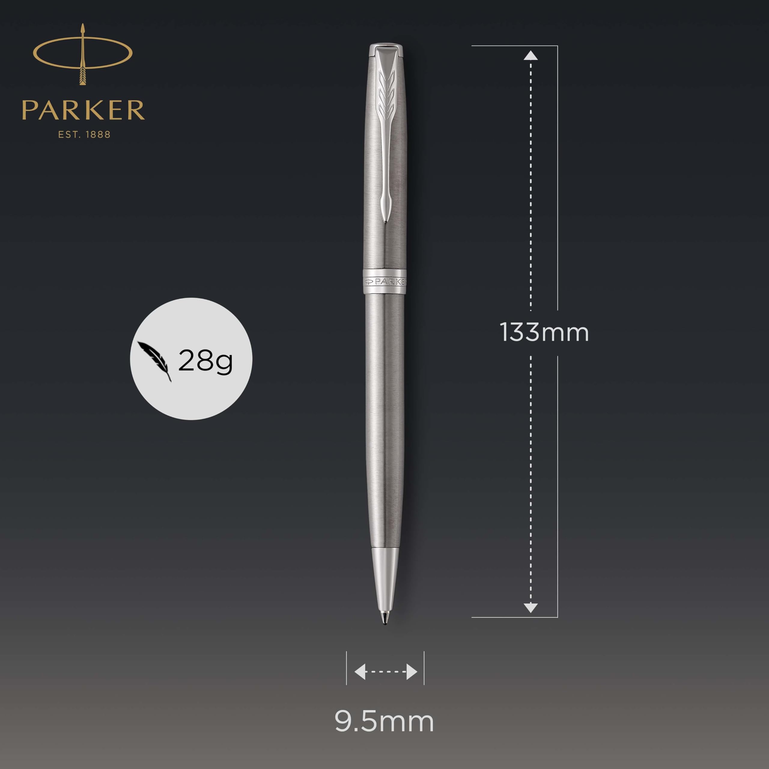 Parker Sonnet Ballpoint Pen | Stainless Steel with Gold Trim | Medium Point | Handwriting Pens & Stationery Supplies | Black Ink | Gift Box