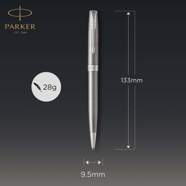 Parker Sonnet Ballpoint Pen | Stainless Steel with Gold Trim | Medium Point | Handwriting Pens & Stationery Supplies | Black Ink | Gift Box