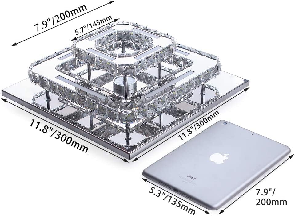 Finktonglan Modern Crystal LED Ceiling Light, 2-Square Chandelier Lamp Flush Mount Crystal Pendant Lighting Fixture for Dining Room Hallway Bar Kitchen Hotel Foyer Living Room, Cool White