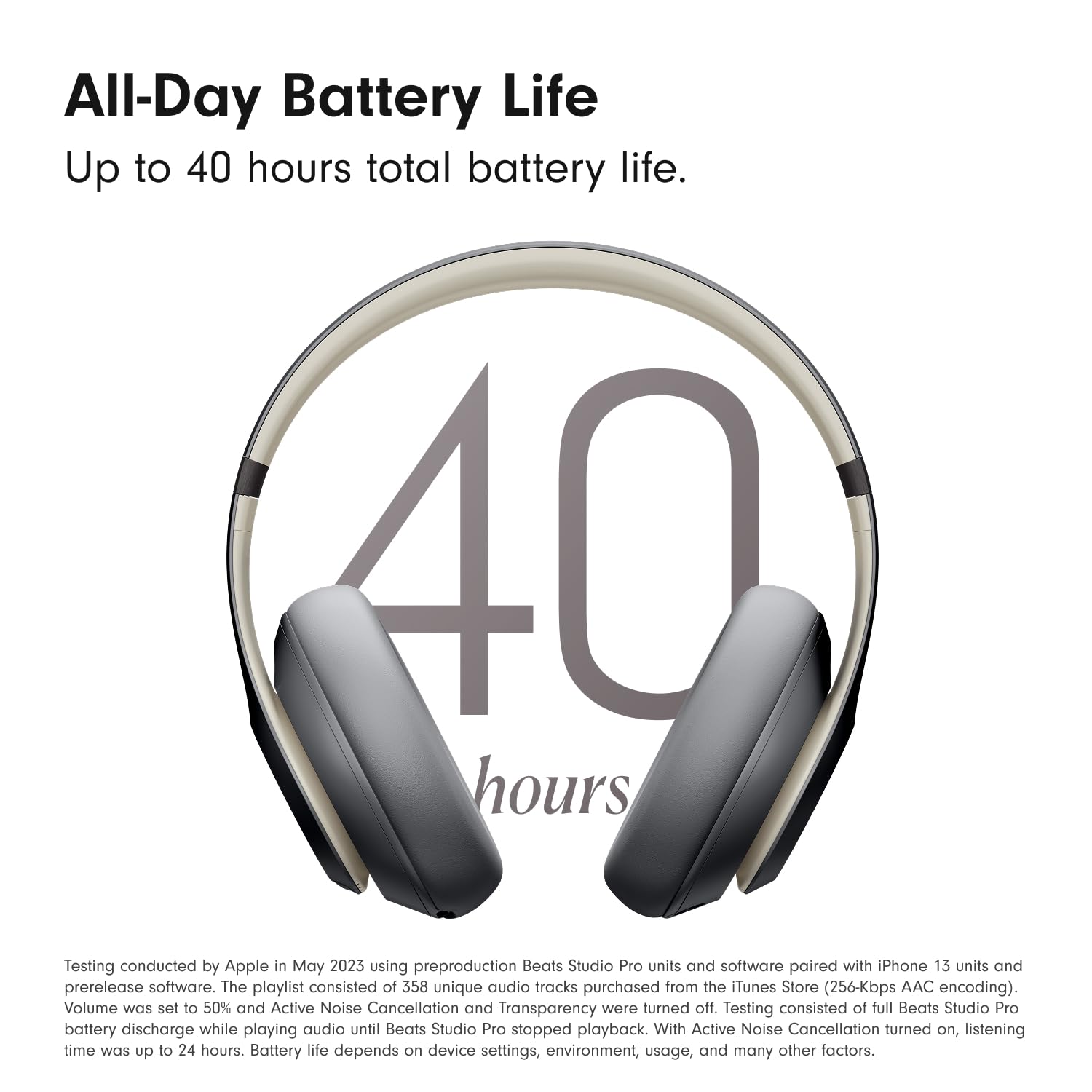 Beats Studio Pro – Wireless Bluetooth Noise Cancelling Headphones, Personalised Spatial Audio, USBC Lossless Audio, Apple & Android Compatibility, Up to 40 Hours Battery Life – Sand Grey