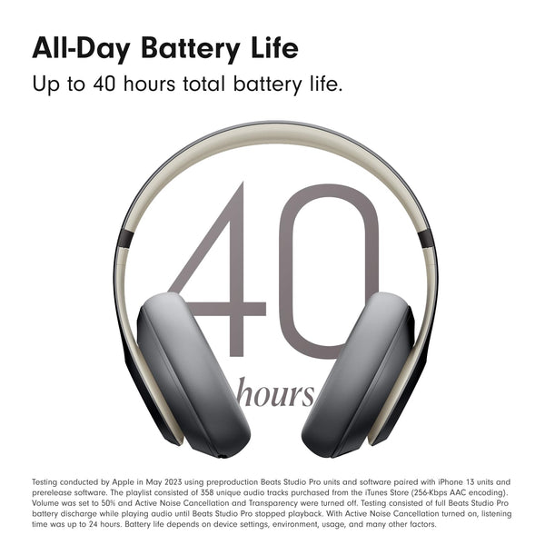 Beats Studio Pro – Wireless Bluetooth Noise Cancelling Headphones, Personalised Spatial Audio, USBC Lossless Audio, Apple & Android Compatibility, Up to 40 Hours Battery Life – Sand Grey