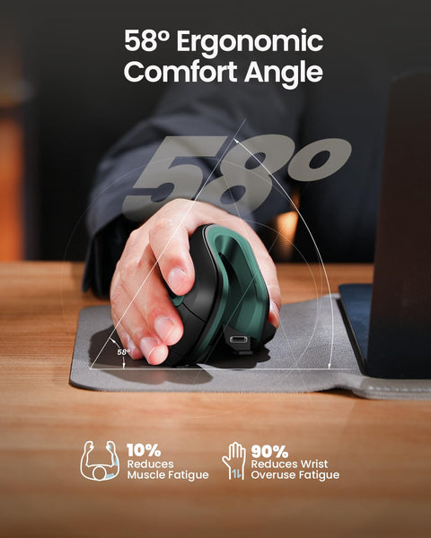 ProtoArc EM11 NL Ergonomic Mouse, Wireless Vertical Mini Mouse Rechargeable Optical Mice with Multi-Device (2*Bluetooth + USB Connection), 3 Adjustable DPI for Computer, iPad, Mac, Windows Black