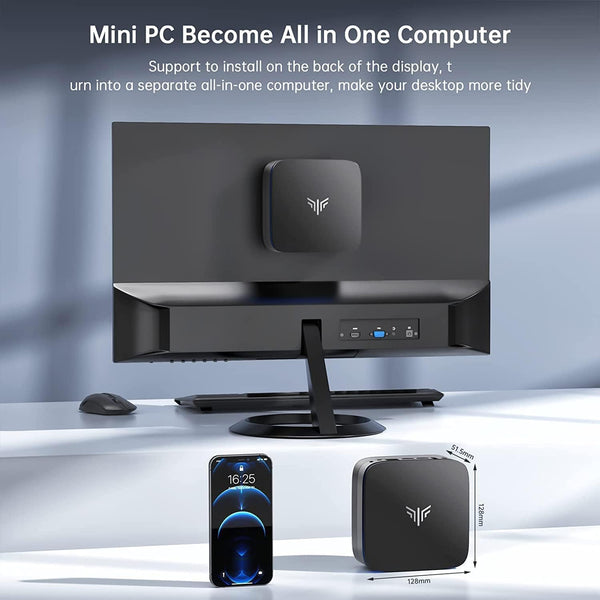NiPoGi Mini PC Windows 11 Pro, Ιntel Alder Lake Ν95 (Βeats N5095/N5105, Up to 3.4GHz), Mini Computer 8GB RAM 256GB M.2 SSD, Mini Desktop Pc support 2.5" SSD, Dual WiFi/BT, 4K Double Display