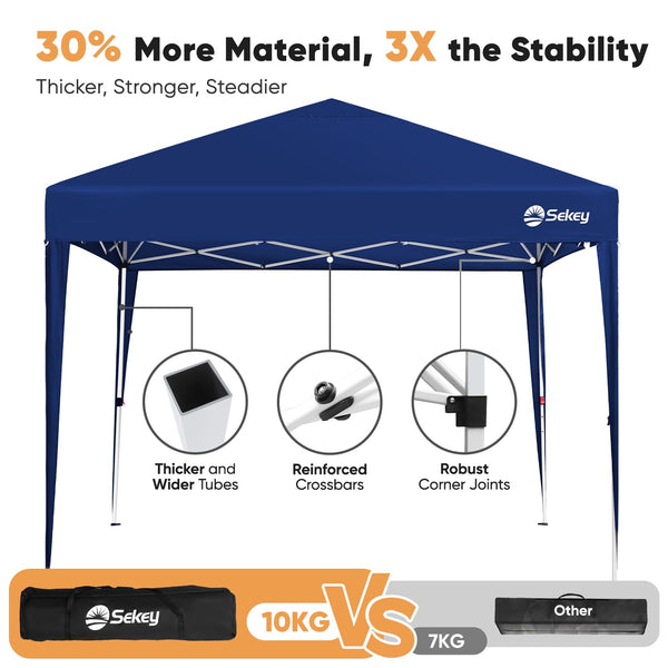 Sekey One-Touch Pop Up Gazebo with Sides 3m x 3m, Heavy Duty Gazebo with 4 Pack Gazebo Weights Bags, Instant Setup, Waterproof 1000mm (Grau, 3m x 3m without Sides)
