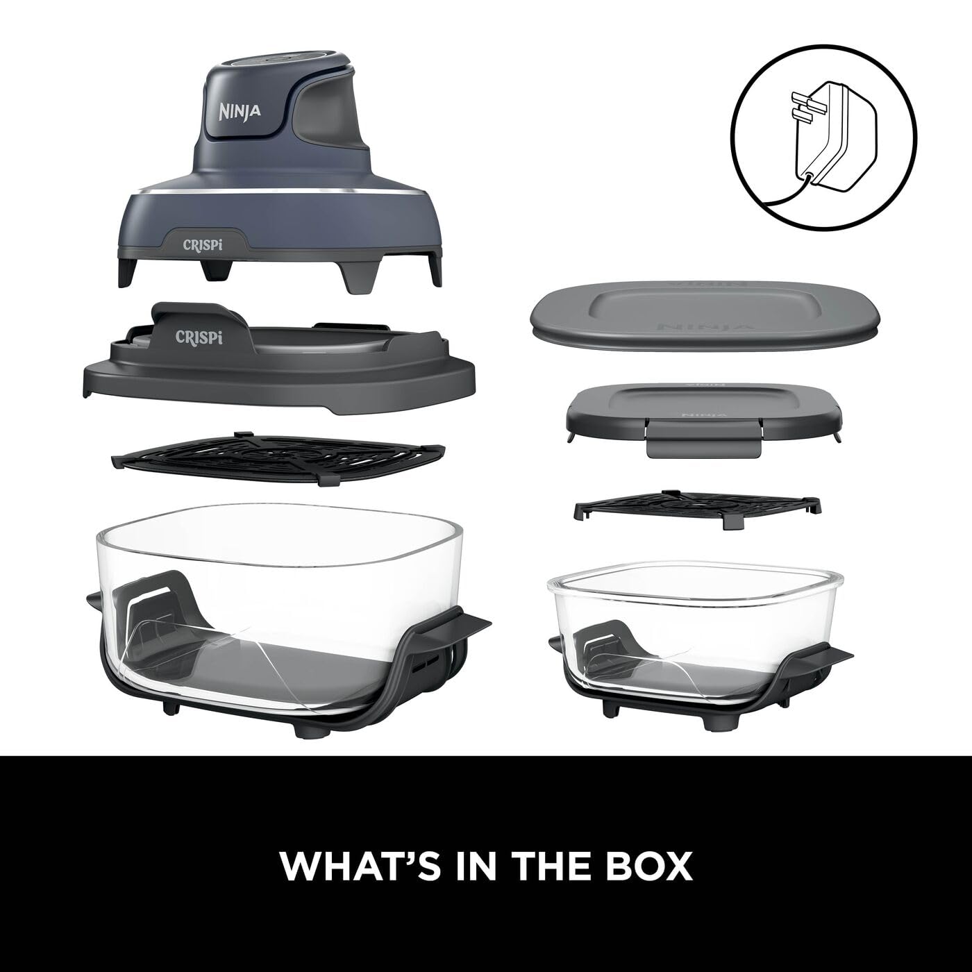 Ninja CRISPi Portable Air Fryer, 3.8L, 4-in-1: Air Fry, Roast, Keep Warm, Recrisp, Space Saving Compact Design, 2x Removable Glass Containers & Lids, 1700W, Cyber Space Blue FN101UKGY