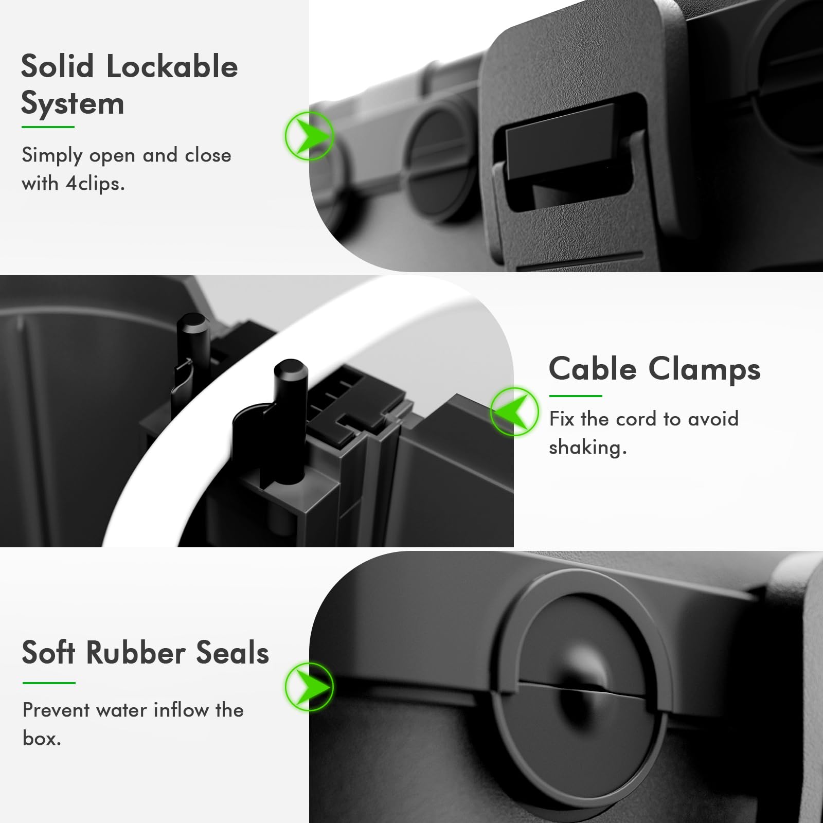 RESTMO Extra Large Waterproof Electrical Box, IP54 Weatherproof Outdoor Outlet Cover, Protect Outlet, Plug, Timer, Power Strip (Not Included), Holiday Light Decoration, 32 x 22 x 13 cm, Black