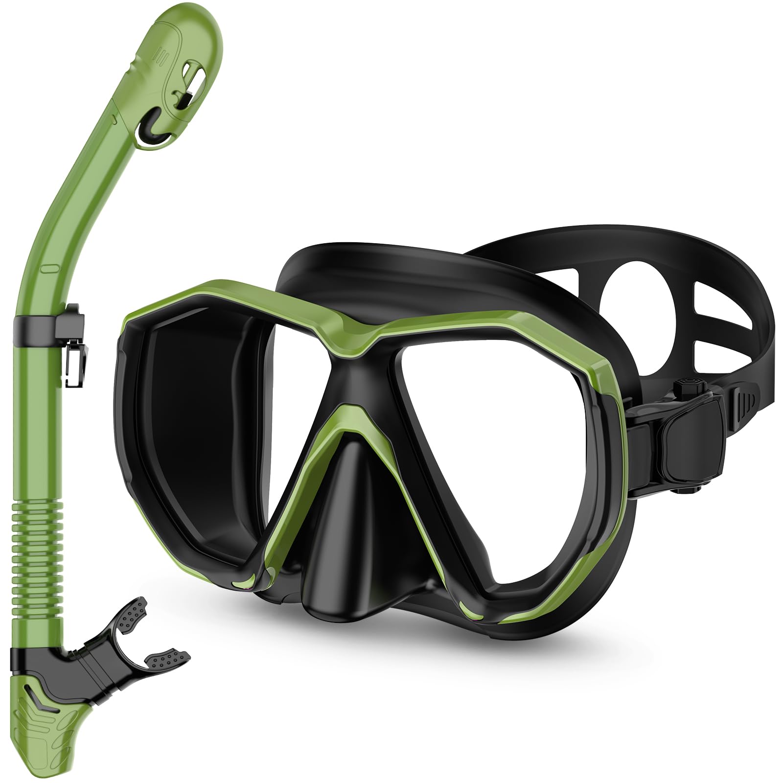Honlanor Snorkel Set Adults Snorkeling Gear Anti-Leak and Anti-Fog Tempered Glass Lens Panoramic View Swim Mask Dry Top Snorkel Kit for Snorkeling Scuba Diving Swimming Travel with Carry Bag