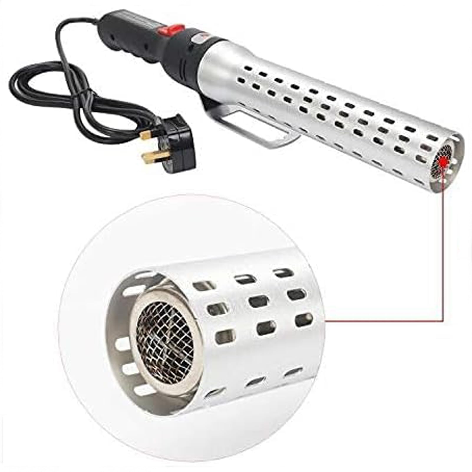 ipalmay Fast Electric Fire Starter,Lump Charcoal Starter,Barbeque & Stove Lighter, 2000W Rapid Heating Air Ignites Charcoal in 60 Seconds,Silver White