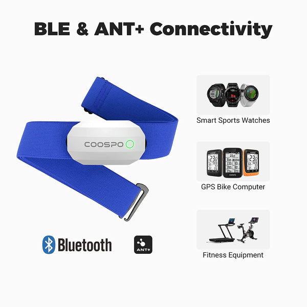 COOSPO Heart Rate Monitor Chest Strap,Bluetooth ANT+ Chest HRM for Running Cycling Gym Fitness, Heart Rate Monitors IP67 Waterproof Compatible with Strava Zwift Wahoo Garmin Polar Peloton App