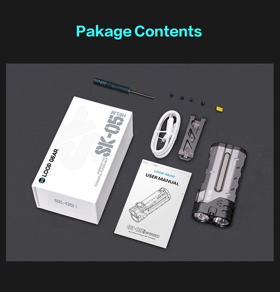 LOOP GEAR SK05 Pro Rechargeable Flat LED Torch with 8000mAh Power Bank, 4360 High Lumens, 10 Lighting Modes, Floodlight & Spotlight, IP68 Bright Flashlight for Camping,Hiking, Emergency & Survival