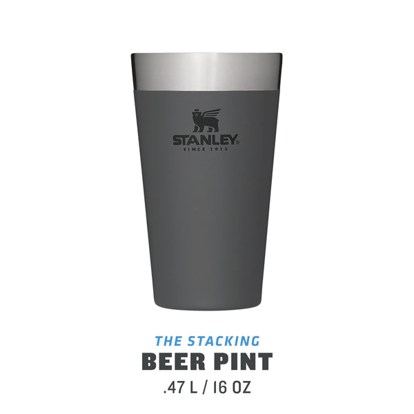 Stanley Adventure Stacking Beer Pint 0.47L - Travel Mug Keeps Drinks Cold For 4 Hours - Stainless Steel Thermal Cup - Stacks Infinitely - Double Wall Vacuum Insulation - Dishwasher Safe - Matte Black