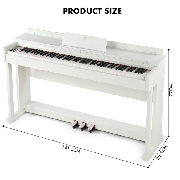 MUSTAR Digital Piano 88 Weighted Keys, Full Size 88 Key Piano Keyboard Semi Weighted, Home Electric Piano with Furniture Stand and Triple Pedal, Music Stand, USB MIDI, White