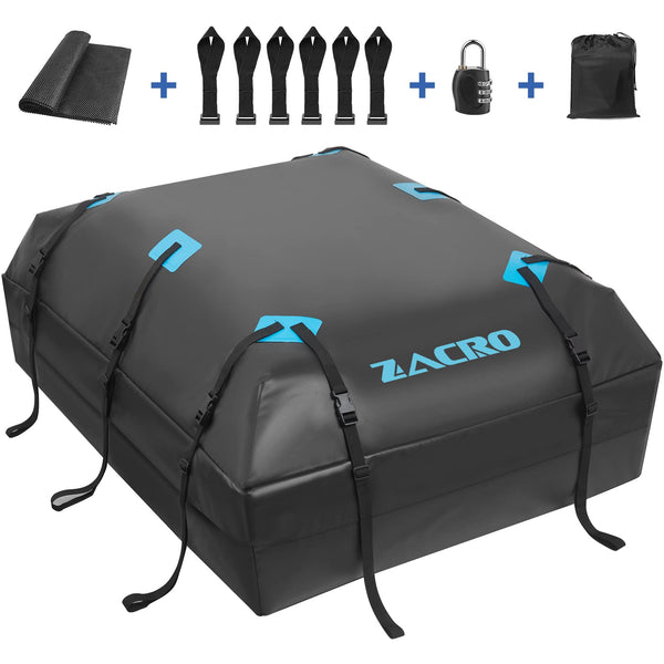 Zacro Car Roof Bag 425 Litres 15 Cubic Feet Cargo Bag, Foldable and Waterproof Car Top Carrier, Straps for Any Car with Roof Rack or No Rails
