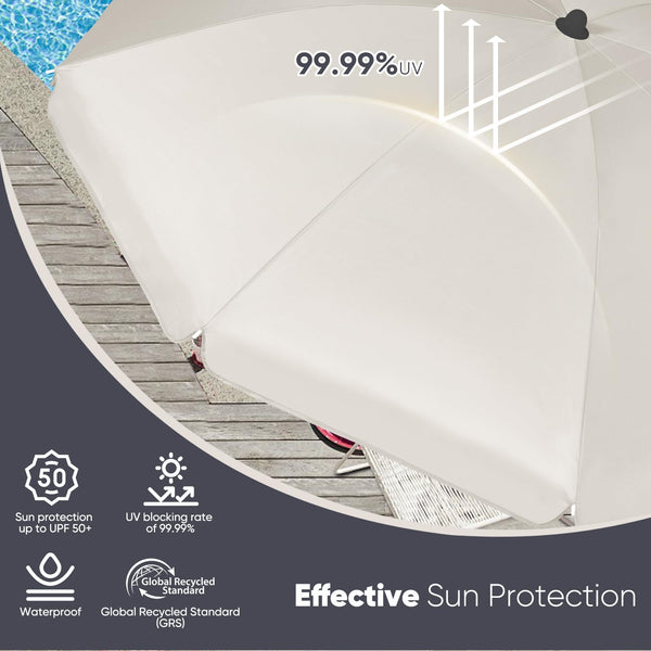 Sekey 2m Garden Parasol with Umbrella Cover - Adjustable and Portable Patio Umbrella for Beach, Garden, Pool, and Patio - UPF 50+ Sun Protection