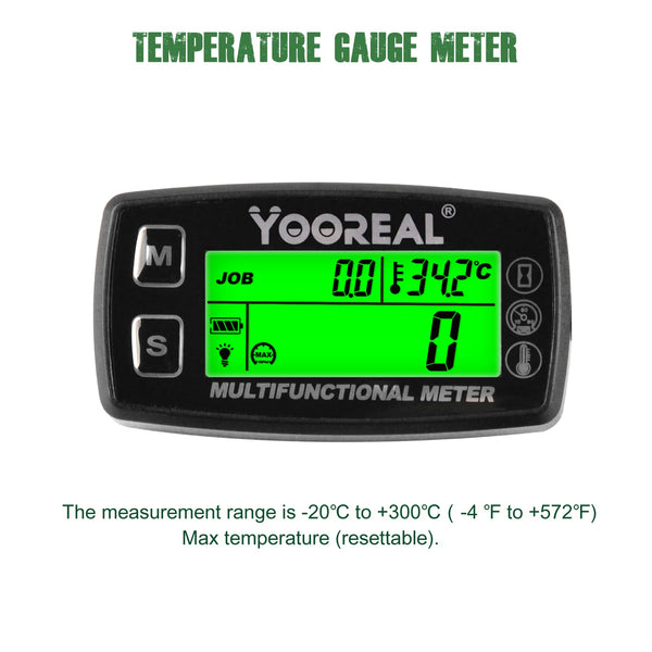 Yooreal Engine Temperature Gauge,TEMP Meter,User Shutdown Tachometer for Scooter Snowmobile Mini Bike Motorcycle Lawn Mower Generator Dump Truck