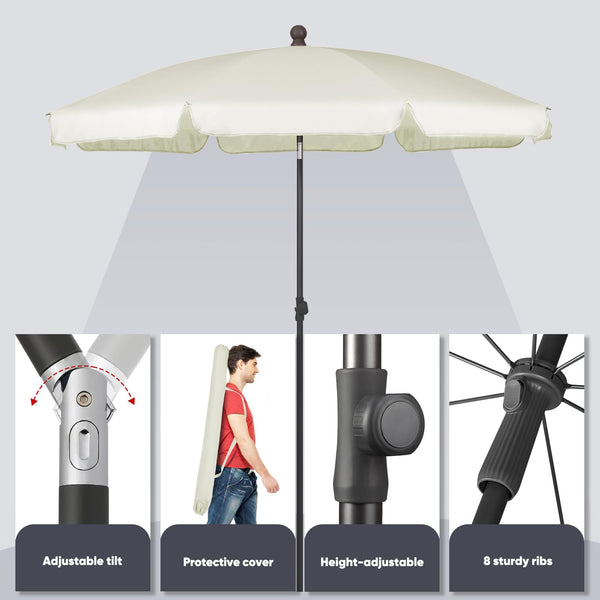 Sekey 2m Garden Parasol with Umbrella Cover - Adjustable and Portable Patio Umbrella for Beach, Garden, Pool, and Patio - UPF 50+ Sun Protection