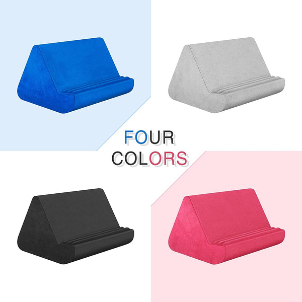 Soft Tablet Stand Pillow with Pocket,Tablet Cushion Stand,Adjustable 3 Viewing Angle,Lazy Holder Stand for Bed Sofa,Compatible with iPads Tablets eReaders Smartphones Books Magazines（Grey）…