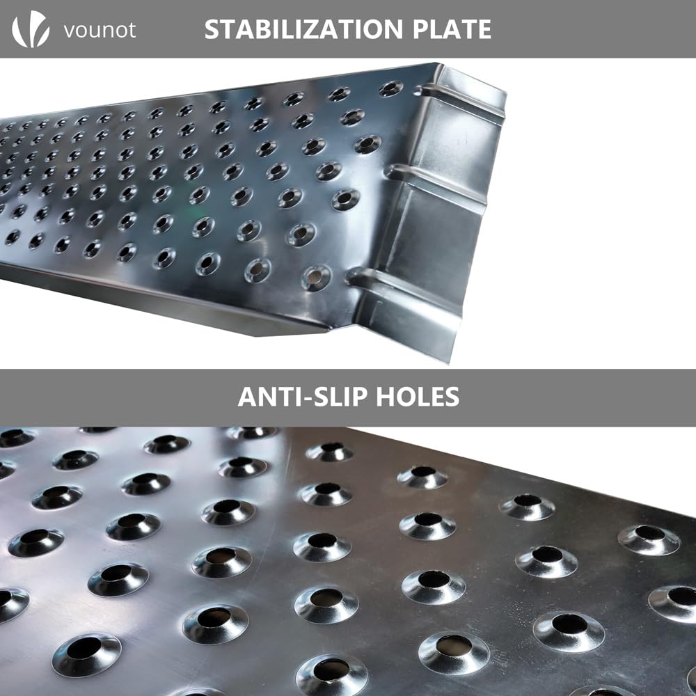 VOUNOT® Loading Ramps, Set of 2 Heavy Duty Steel Ramps, for Van, Lawnmower, ATV, Quad Motorcycle, Capacity 400 kg, 160 x 23 x 5 cm