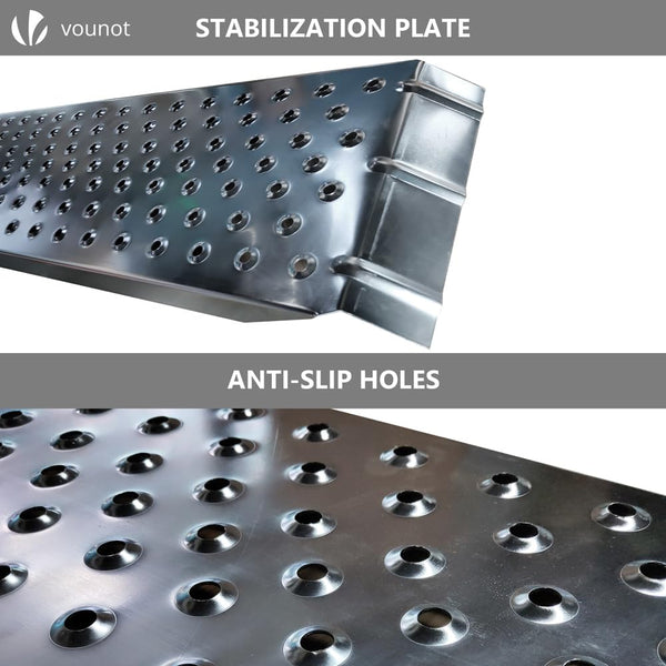 VOUNOT® Loading Ramps, Set of 2 Heavy Duty Steel Ramps, for Van, Lawnmower, ATV, Quad Motorcycle, Capacity 400 kg, 160 x 23 x 5 cm