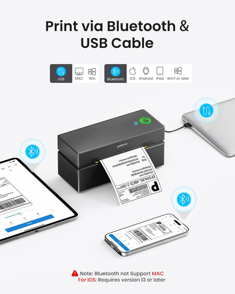 POLONO Bluetooth Thermal Shipping Label Printer, Wireless 4x6 Shipping Label Printer for Small Business, Support iOS, Android, Windows and Mac, Compatible with Amazon, Ebay, Shopify, Etsy, USPS (Grey)