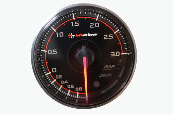 Gazoz Performance 52mm Boost Gauge PRO3 BF Turbo Meter 3 BAR Dual LED Electrical - Shadow Gauge
