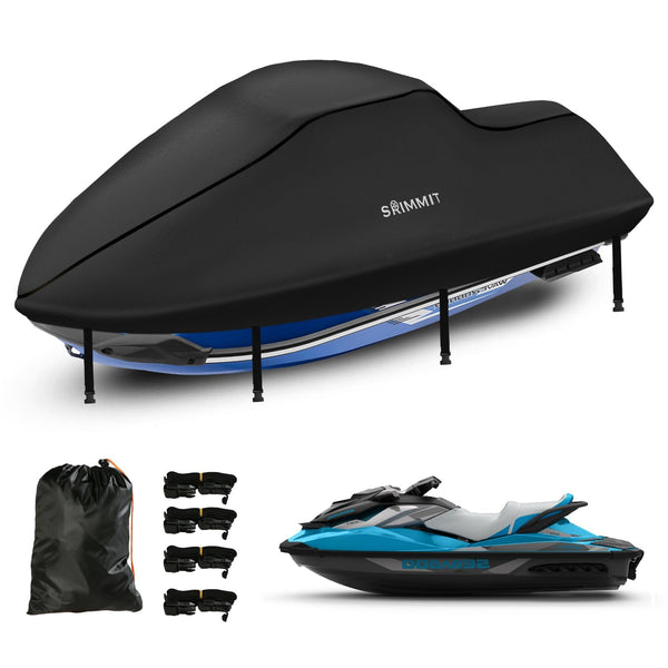 Jet Ski Cover 3 Seater,Upgraded Heavy Duty 420D Jetski Covers Waterproof with 2 Air Vent Marine Grade UV Resistant Fits Seadoo,Kawasaki,Waverunner