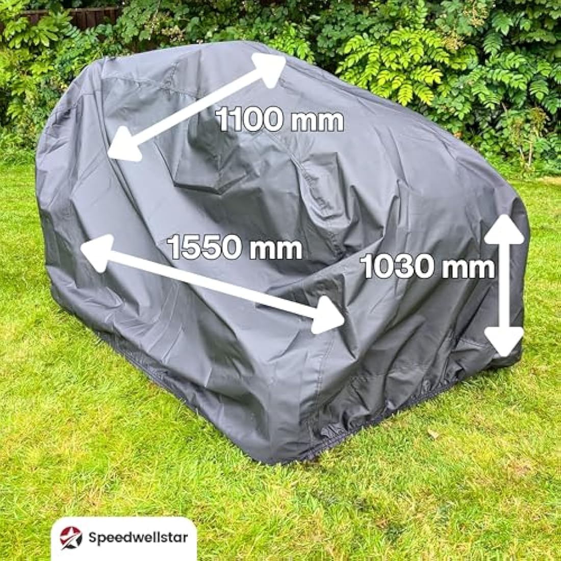 Ride Lawn Mower Cover Waterproof Heavy Duty 1.3KG 600d with PU backing 155x110x103 cm Elastic Hem Quad Bike Tractor Outside