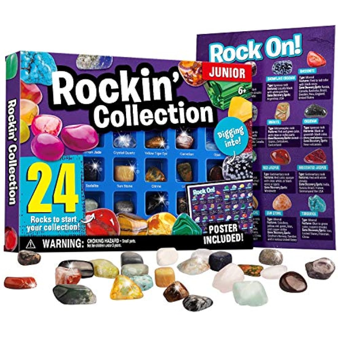 Dr. Daz New Gemstone Collection Rock Mineral Gem Kit for Kids Education Gift for Birthday Party Classroom, Stone Educational Sheet Incldued