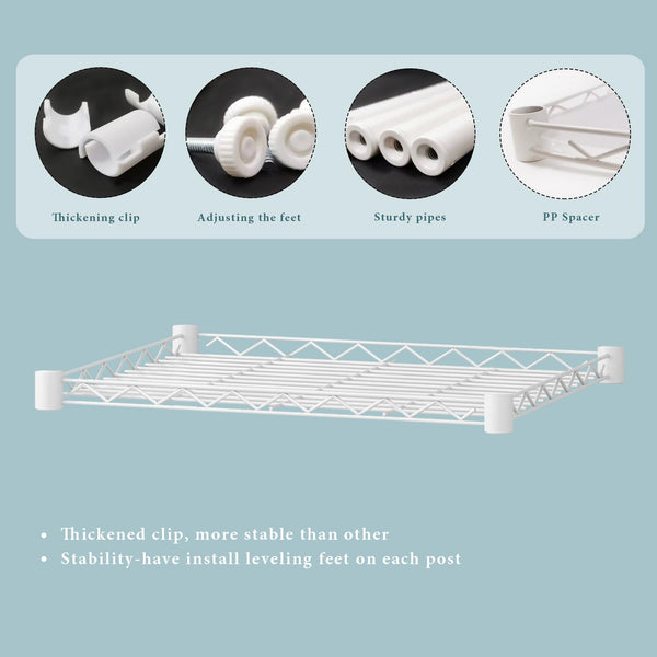 FTEYUET 6-Tier Metal Shelving Unit, Wire Shelving Unit, Kitchen Storage Unit Shelving Units for Storage, Heavy Duty Standing Shelf Units Shelves for