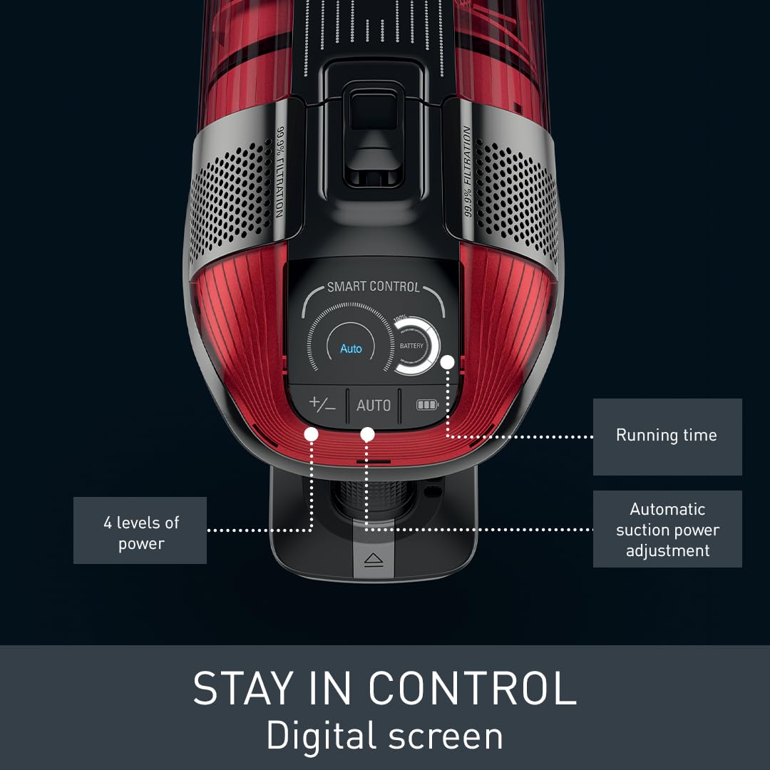 Tefal Cordless Stick Vacuum Cleaner X-Force 12.60 – 45 min Runtime, Handheld & Flexible Vacuum Cleaner, Pet & Car Tool, Red, TY98A2GO