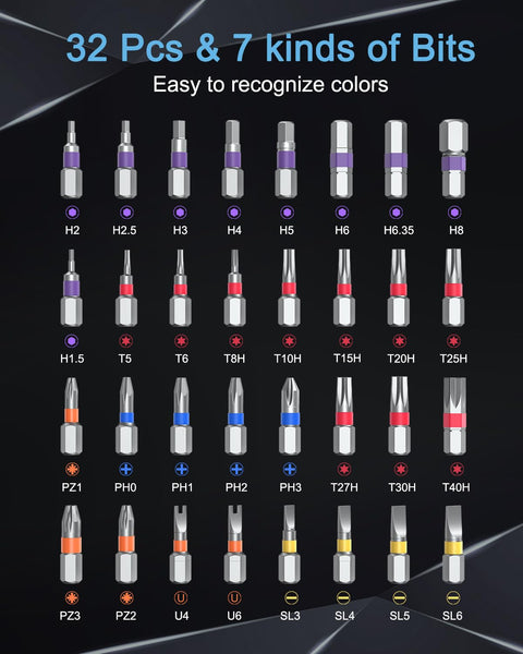 Ankilo 24 in 1 Magnetic Screwdriver Set, DIY Ratchet Screwdriver Set with Rotatable Ratchet Handle, Repair Tool Kit, Small Ratchet Set in case for Furniture Computer Bicycle, Best Gift for Father Day