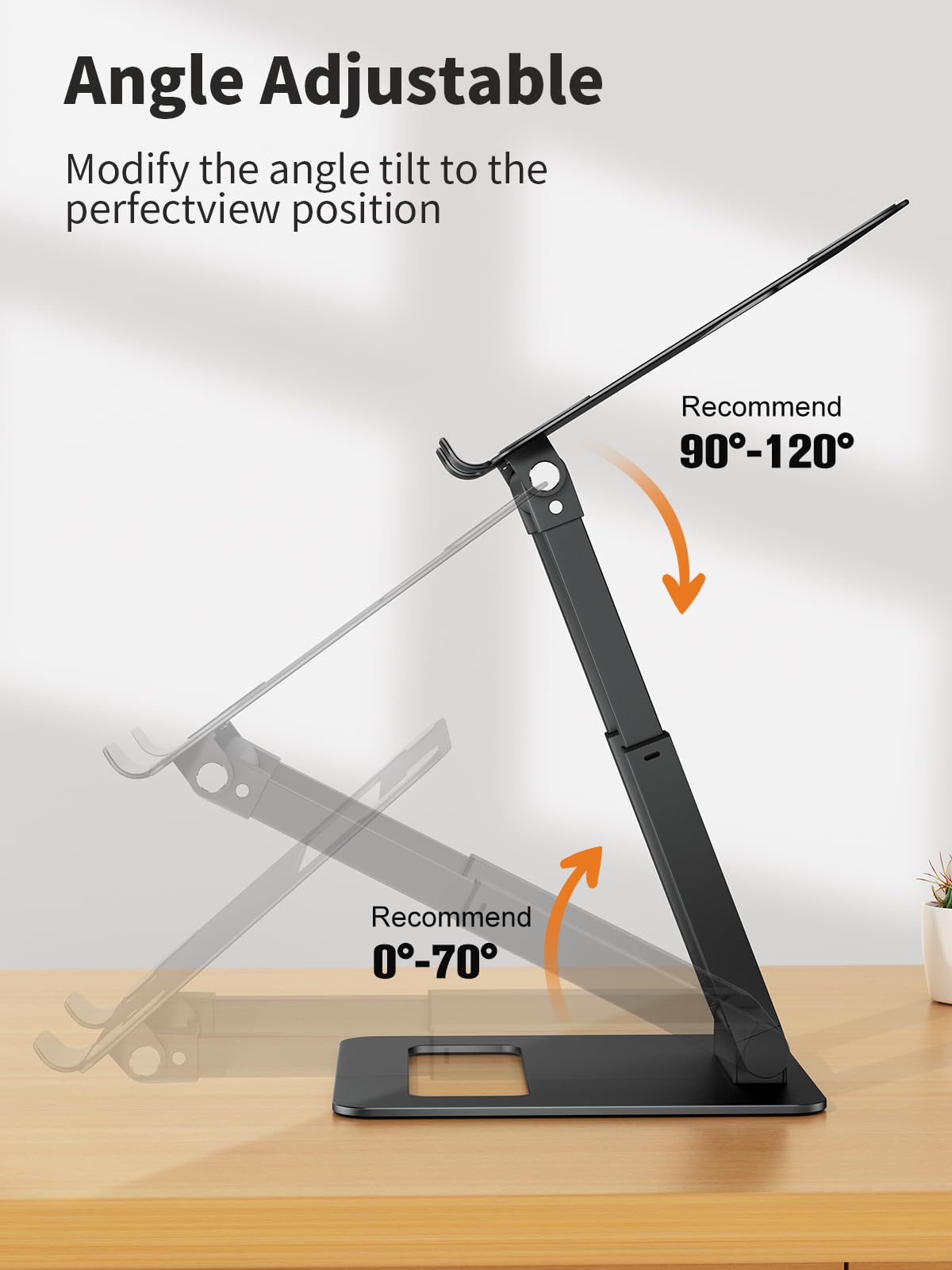 Adjustable Height Laptop Stand for Desk, Ergonomic Sit-Stand Computer Riser for Good Posture, Aluminum, Protecting Spine, Compatible With MacBook Pro,