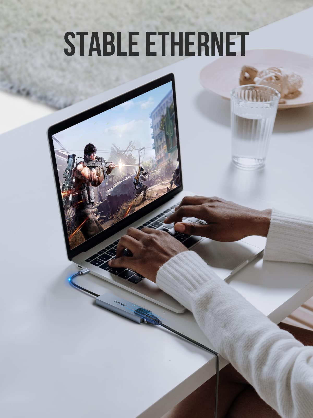 Lemorele 6-in-1 USB C Hub with 4K HDMI, Ethernet, 2 USB Ports, 100W PD Charging for MacBook Pro/Air M1, iPad Pro M1, Switch, Chromecast, PS4